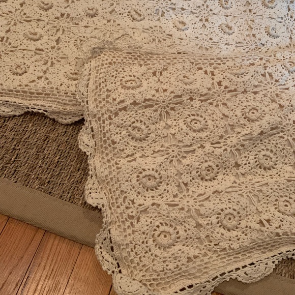 Beautiful Cream Boho Crocheted Pillowcases - Picture 2 of 3